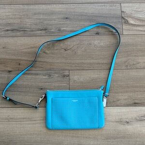 Coach Legacy Perforated East West Swingpack Crossbody Robin Blue Leather